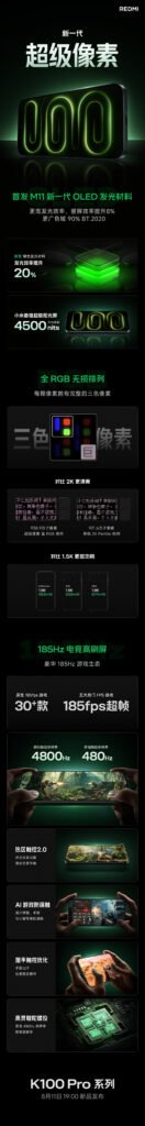 REDMI K100 Series Debuts M11 OLED Material: Supports BT.2020 and Full RGB Arrangement